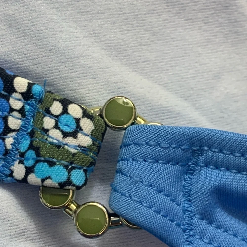 Kris Line Size M Blue Green White Geometric BOHO Bikini Swimsuit